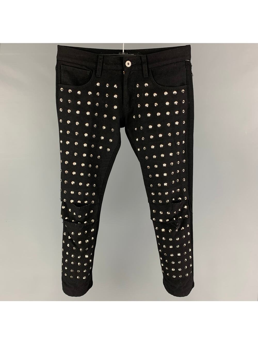 JUNYA WATANABE Size 6 Black Silver Studded Cutout Jeans